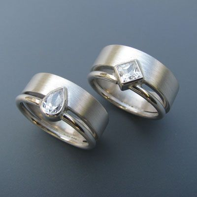 Vintage Silver Zirconia Ring Set